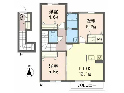 シャーメゾン・ル・プレ A棟(3LDK/2階)の間取り写真