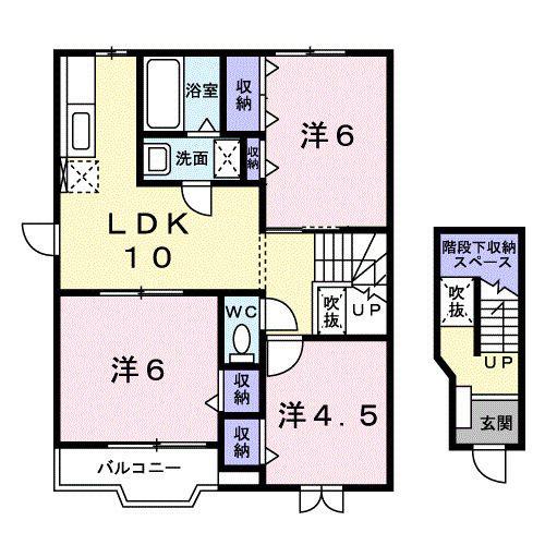 エスポワールB(3LDK/2階)の間取り写真