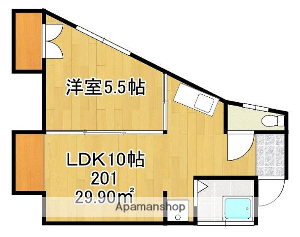 オレンジモード(1LDK/2階)の間取り写真