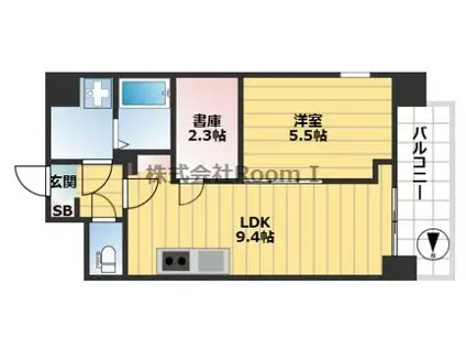 パークス堺筋本町(1SLDK/8階)の間取り写真