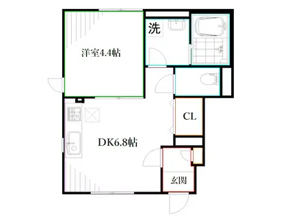ヴィエント境南(1DK/1階)の間取り写真