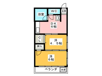 リージェンシー大世古(2DK/2階)の間取り写真
