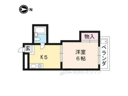 LS北山(ワンルーム/2階)の間取り写真