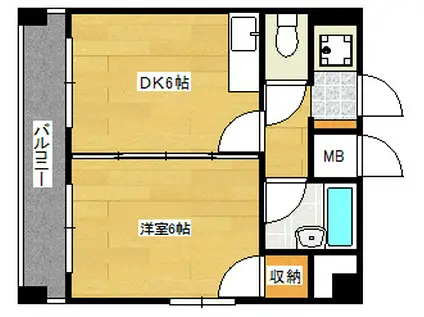 ラトゥール広島(1DK/8階)の間取り写真