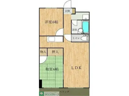 ホワイトハイツ(2LDK/2階)の間取り写真