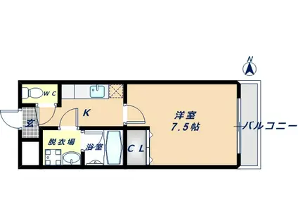 アルベージュ八戸ノ里I番館(1K/1階)の間取り写真