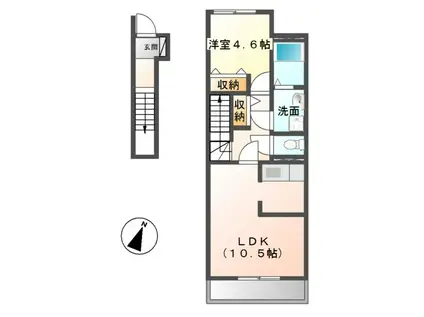 PRENDRE(1LDK/2階)の間取り写真