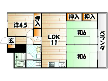 グレイスコート篠崎(3LDK/2階)の間取り写真