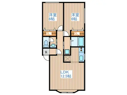 アルカサル七番館(2LDK/1階)の間取り写真