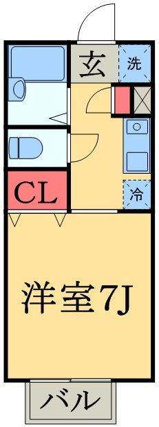 パセオおゆみ野(1K/1階)の間取り写真