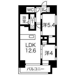 ザ・レジデンスパーク久屋大通(2LDK/3階)の間取り写真