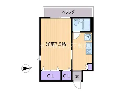 ベルエール調布(1K/4階)の間取り写真