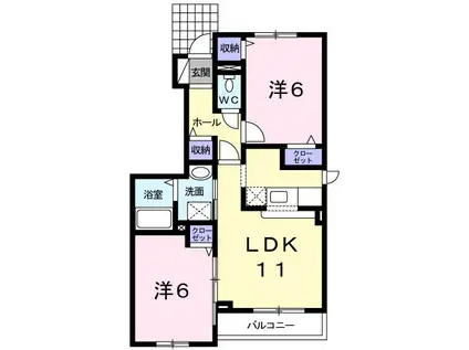 カルムI(2LDK/1階)の間取り写真