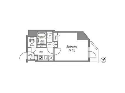 グランパセオ新宿河田町(1K/5階)の間取り写真