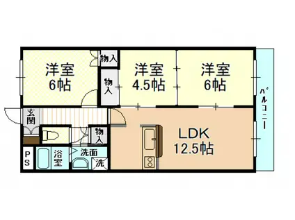 エクシードパレス(3LDK/3階)の間取り写真