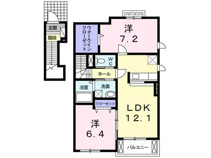 パルク・アヴェニュA(2LDK/2階)の間取り写真