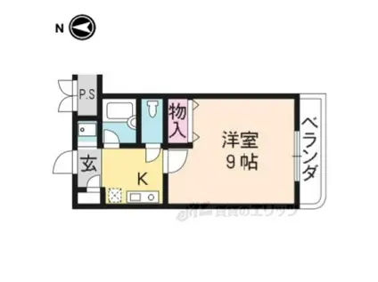レイ紫野(1K/2階)の間取り写真