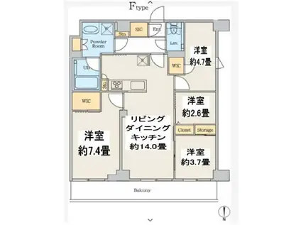 クレストコート本所吾妻橋ノース(4LDK/10階)の間取り写真