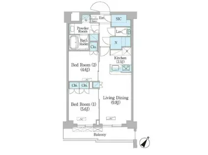 NIIYA平和台(2LDK/4階)の間取り写真