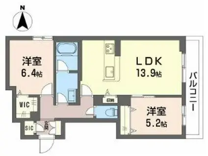 シャーメゾン レーヴ(2LDK/2階)の間取り写真