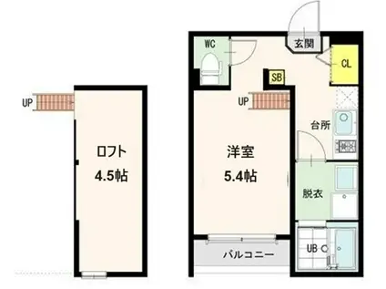 プレミアヒルズ仙台国見(1K/2階)の間取り写真