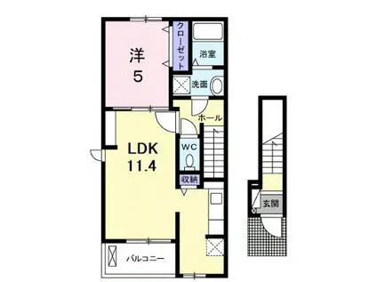 ポルト リアン(1LDK/2階)の間取り写真