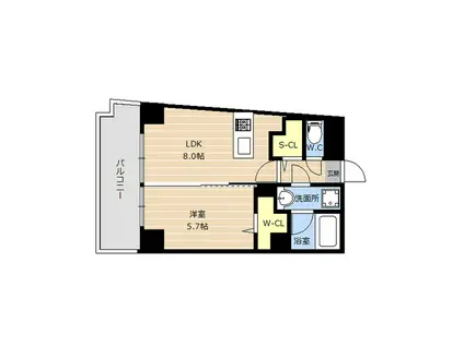 アイズ南福岡(1LDK/11階)の間取り写真