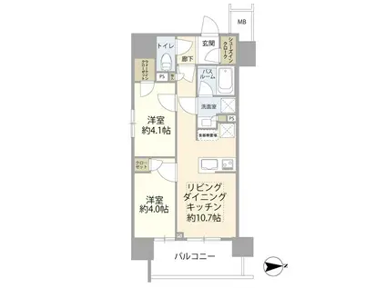 オープンレジデンシア栄本町通(2LDK/8階)の間取り写真