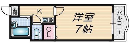 ランドロード・トミオ(1K/2階)の間取り写真