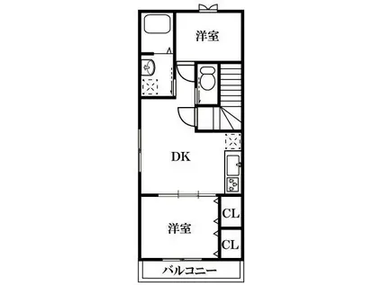 ONES 鴻巣箕田(2DK/2階)の間取り写真