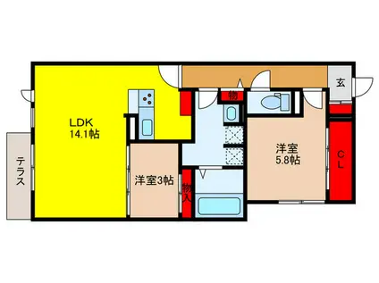 CLASHIST新森(2LDK/1階)の間取り写真
