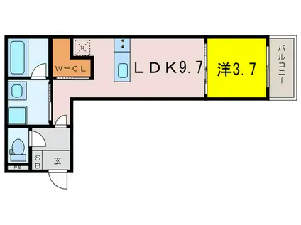 ファミリーステージ道徳新町(1LDK/3階)の間取り写真