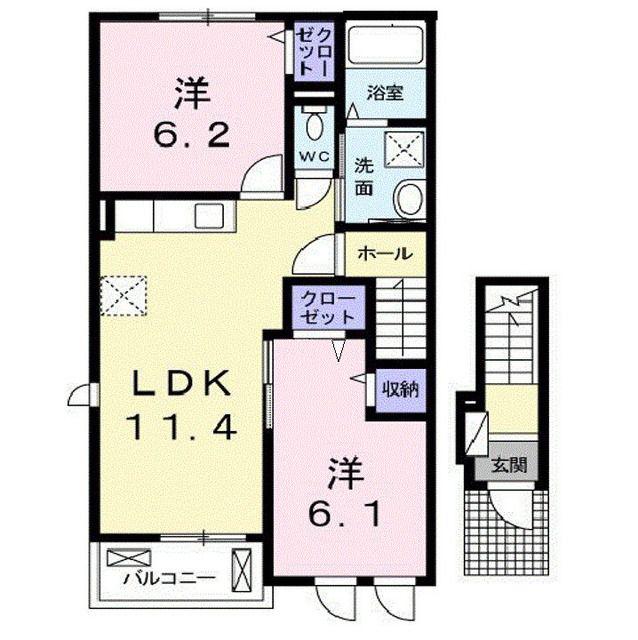 アルモニーアA(2LDK/2階)の間取り写真