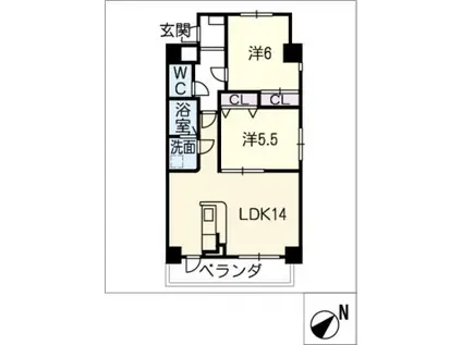 フェリアード(2LDK/1階)の間取り写真