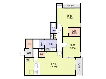 ヒンメルブラウ 野方(2LDK/1階)の間取り写真