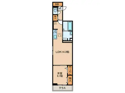 CIEL太閤通(1LDK/1階)の間取り写真