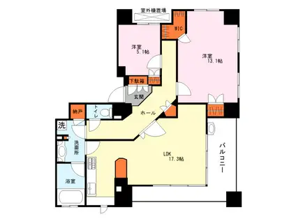 ヒルズ市川(2LDK/7階)の間取り写真