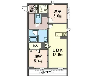SHM エクラージュ(2LDK/2階)の間取り写真