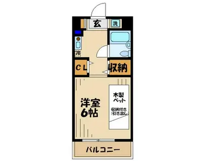 多摩学生マンション(1K/2階)の間取り写真