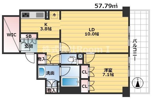 本町橋タワー(1LDK/16階)の間取り写真