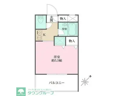 アーバン本町(1K/3階)の間取り写真