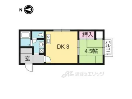 グリーンヴェール大徳寺(1DK/2階)の間取り写真