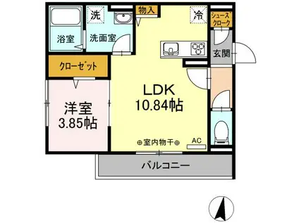 NEXT STAGE八戸溝(1LDK/2階)の間取り写真