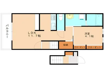 ウエスト アヴェニューA(1LDK/2階)の間取り写真