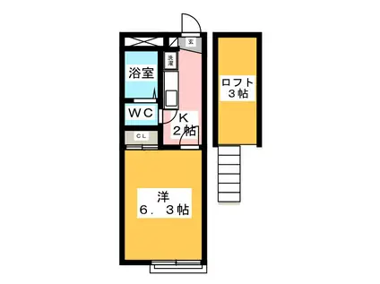 ベストホーム(1K/2階)の間取り写真