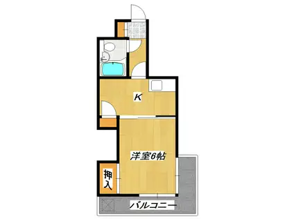 ハイホーム沖田(1K/4階)の間取り写真