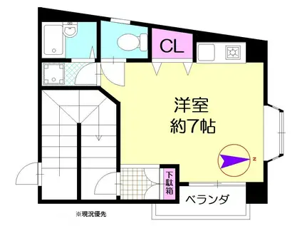 グランディール(ワンルーム/3階)の間取り写真