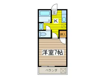 第一勝昭ハイツ(1K/2階)の間取り写真
