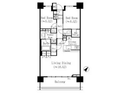 パークホームズ押上ザレジデンス(2LDK/2階)の間取り写真