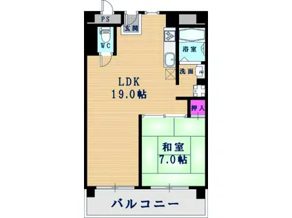 東部コーポ2(1LDK/9階)の間取り写真